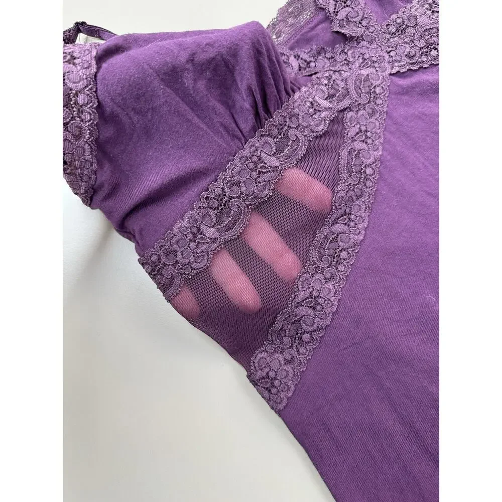 Adore Me Women’s Babydoll Slip Dress XL Purple Mesh Lace Y2K Floral Retro Slinky - Picture 8 of 15